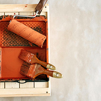 Painting tray and brushes